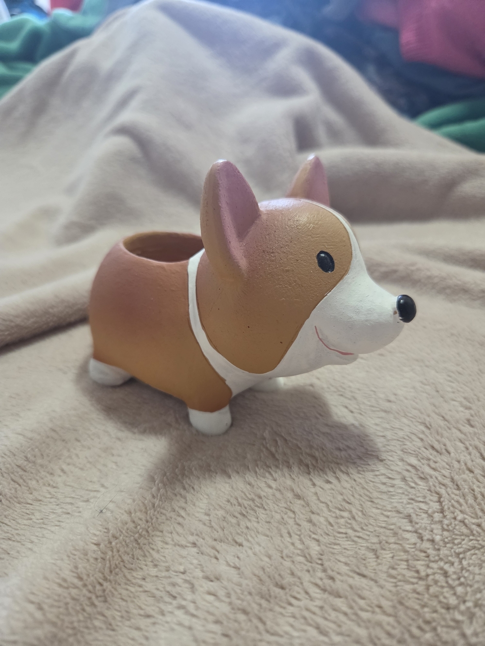 Corgi Ceramic Dog Planter - Brown and White Decorative Pet Accent